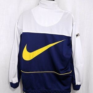 Nike Jacket Vintage 90s Jumbo Swoosh Spell Out White Tag Blue Mens Size Small